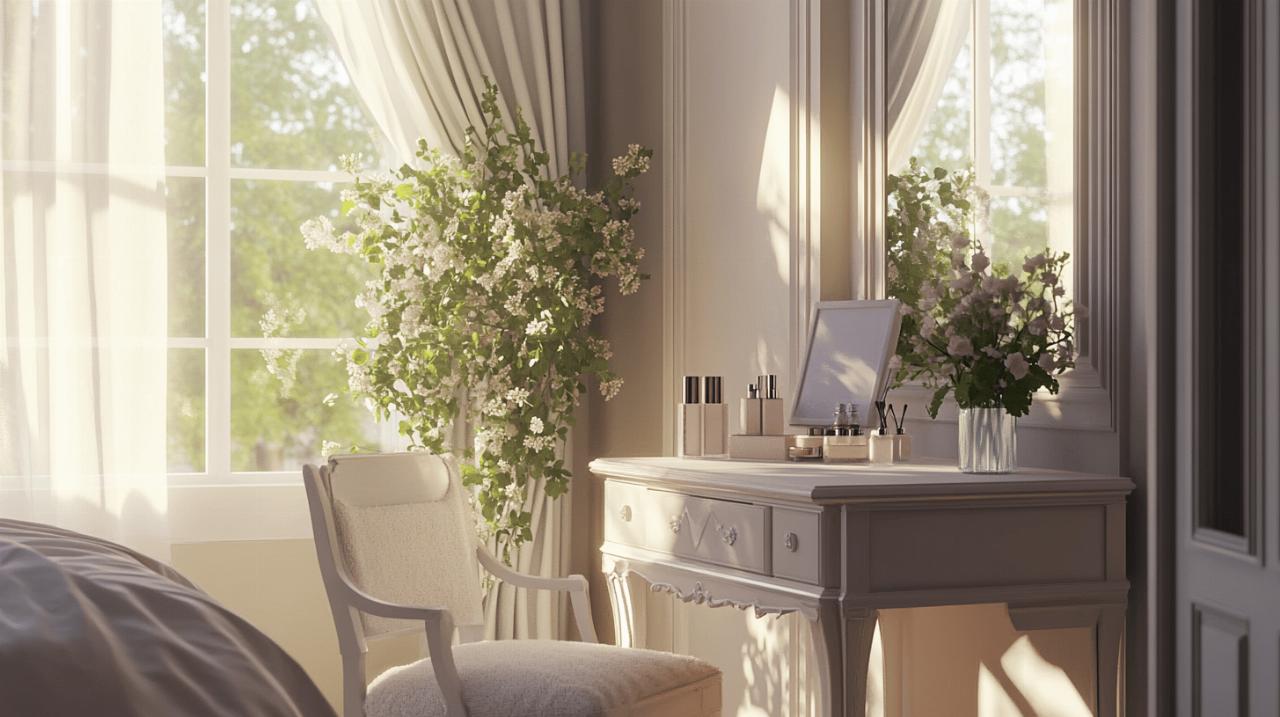 La table de maquillage : l’astuce deco parfaite pour delimiter les zones dans une grande chambre